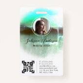 シャイングリーンウォーター抽象芸術スクリプトフォトロゴ バッジ (正面)