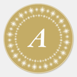 シャイングロースターズモノグラムオン金ゴールドエレガント休日 ラウンドシール