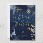 シャインザーブライトネイビー金ゴールドスノーフレーク&トナカイ シーズンカード (正面)