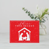 シャインシーズン出生クリスマスレッドシルバー 箔シーズンポストカード (立ち正面)