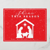 シャインシーズン出生クリスマスレッドシルバー 箔シーズンポストカード (正面)