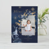 シャインネイビー金ゴールドスノーフレークReindeer & Jeweles写真 シーズンカード (スタンド正面)