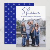 シャインハッピーハヌッカブルーフォトホリデーカード シーズンカード (正面/裏面)