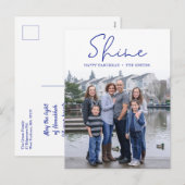 シャインハッピーハヌッカブルーフォトホリデーポストカード シーズンポストカード (正面/裏面)