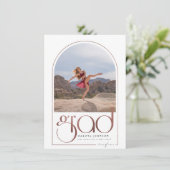 シャインバラ金ゴールドアーチタイポグラフィ2写真卒業 招待状 (スタンド正面)