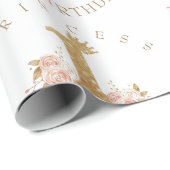 シャインピンク金ゴールドクラウンプリンセス1st誕生日パーティー ラッピングペーパー (ロールコーナー)