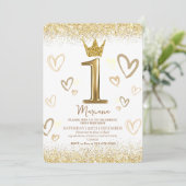 シャインファーストクラウン金ゴールドグリッターファーストバースデーパーティー 招待状 (スタンド正面)