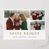 シャインブライトクリスマス3フォト金ゴールド 箔シーズンカード (正面)