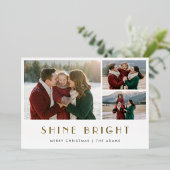 シャインブライトクリスマス3フォト金ゴールド 箔シーズンカード (立ち正面)