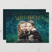 シャインブライトフェイクゴールドフォイルHanukkahフォトカード シーズンカード (正面/裏面)