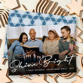 シャインブライト手書きスクリプトHanukkah写真 シーズンカード