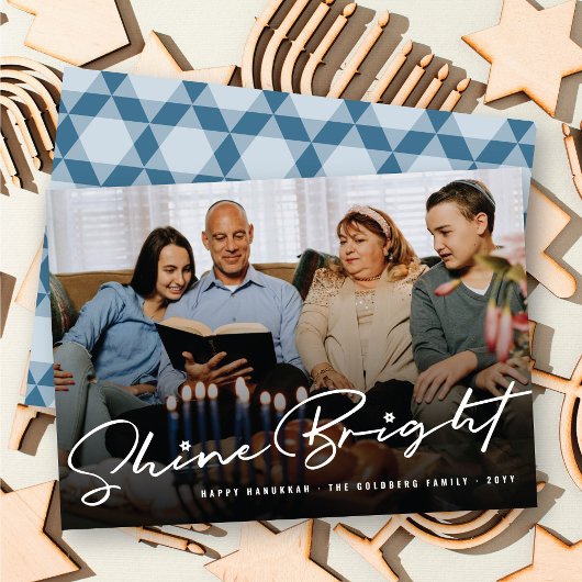 シャインブライト手書きスクリプトHanukkah写真 シーズンカード