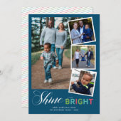 シャインブライト4カラフルフォトブルークリスマス シーズンカード (正面/裏面)