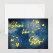 シャインライクスター感動的引用文ウォーターカラーブルー ポストカード (正面/裏面)