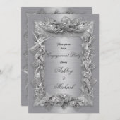 シャイン結婚シルバージュエリー箔の光沢 招待状 (正面/裏面)