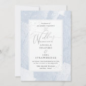 シャイン、ほこりっぽい青の水色+メタリックフェイクカラー 招待状 (正面)