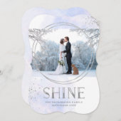 シャイン |シルバーとライトブルーのハヌカー写真 シーズンカード (正面/裏面)
