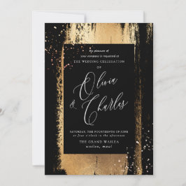 シャイン、メタリックフェイク金ゴールドブラシストローク 招待状