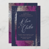 シャイン、冬のブリスカシスブラシストローク海軍 招待状 (正面/裏面)