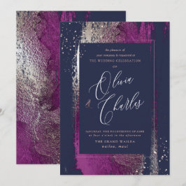 シャイン、冬のブリスカシスブラシストローク海軍 招待状