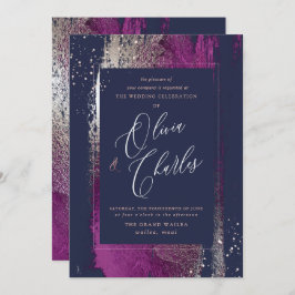 シャイン、冬のブリスカシスブラシストローク海軍 招待状