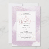 シャイン、赤面薄紫水彩+メタリックフェイク 招待状 (正面)