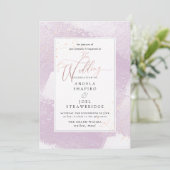 シャイン、赤面薄紫水彩+メタリックフェイク 招待状 (スタンド正面)