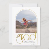 シャイン |金ゴールドアーチ&タイポグラフィ2写真卒業 招待状 (正面)