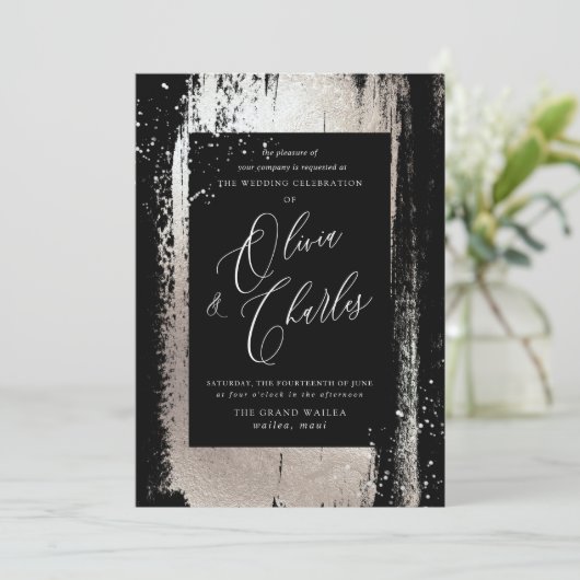 シャイン、金フェイク属銀ブラシのストローク 招待状 (スタンド正面)