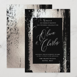 シャイン、金フェイク属銀ブラシのストローク 招待状