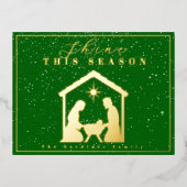 シャインthis season出生クリスマスグリーン金ゴールド 箔シーズンポストカード (正面)