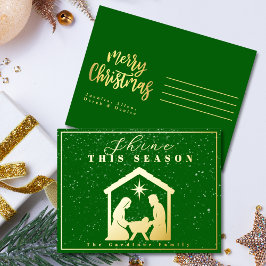 シャインthis season出生クリスマスグリーン金ゴールド 箔シーズンポストカード