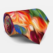 シャイ好きオレンジチューリップパターン ネクタイ (ロール)