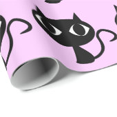 シャイ黒猫ステンシルパターン ラッピングペーパー (ロールコーナー)