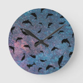 シャウザメのグラデーション宇宙銀河系 ラウンド壁時計 (正面)