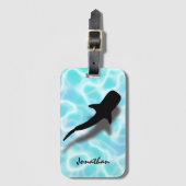 シャウパーソナライズされたドトロピカルシャーク付きホエールシャークビーチ ラゲッジタグ (正面縦)