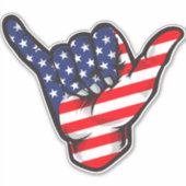 シャカハンドアメリカ国旗USA 7月4日愛国心 シール (正面)