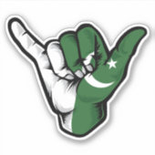 シャカハンドパキスタン国旗のグッドビーブステッカー シール (正面)