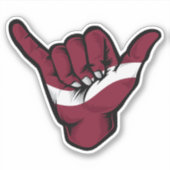 シャカハンドラトビア旗良いバイブステッカー シール (正面)