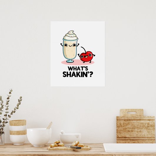 シャキンおもしろいさくらんぼミルクシェイクプン ポスター (キッチン)
