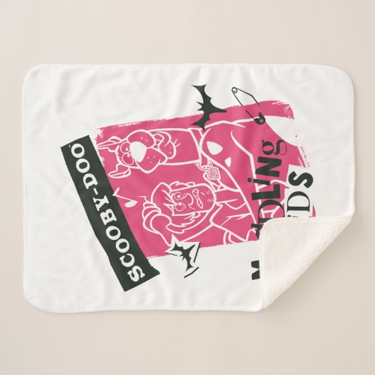 シャギーとスクービードゥーメダリング子供パンクのアウトライン シェルパブランケット (正面(横))