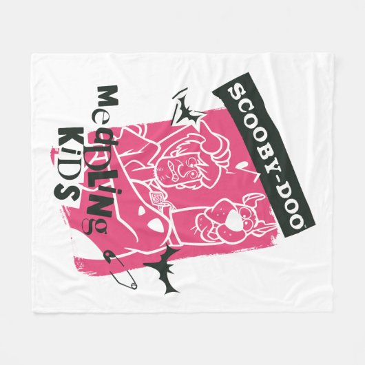 シャギーとスクービードゥーメダリング子供パンクのアウトライン フリースブランケット (正面(横))