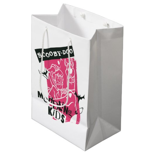 シャギーとスクービードゥーメダリング子供パンクのアウトライン ミディアムペーパーバッグ (正面アングル)