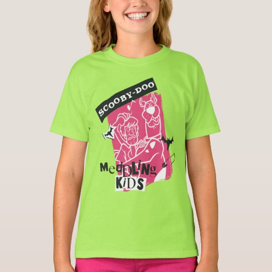 シャギーとスクービードゥーメダリング子供パンクのアウトライン Tシャツ (正面)