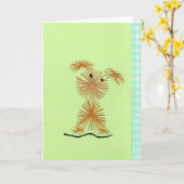 シャギーな子犬の刺繍の挨拶状 カード (黄色い花)