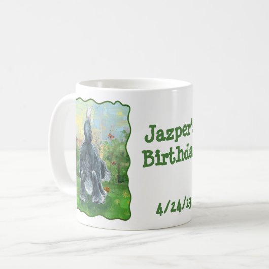 シャギーな牧羊犬のパーティーの中心 コーヒーマグカップ (正面左)