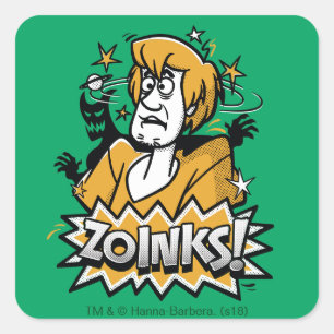 シャギーな"Zoinks!" ハーフトーンのグラフィック スクエアシール