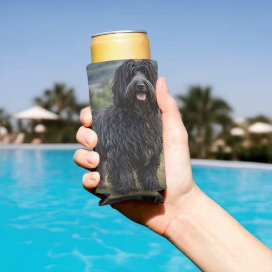 "シャギーのエレガンス：ブラックベルガマスコシェプドッグ" スリム缶クーラー (インサイチュ プール)