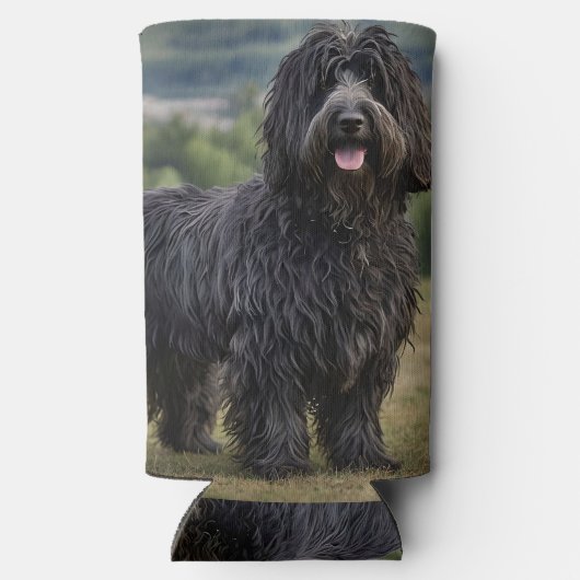 "シャギーのエレガンス：ブラックベルガマスコシェプドッグ" スリム缶クーラー (裏面)