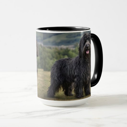 "シャギーのエレガンス:ブラックベルガマスコシェプドッグ" マグカップ (正面右)